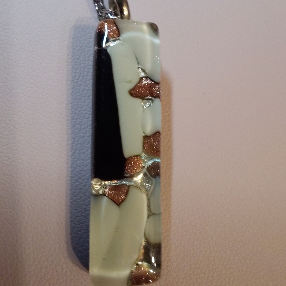 Handmade fused glass Pendant necklace 18" Non-tarnish Stainless Steel Chain